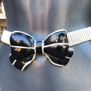 Vintage cloisonné and diamanté Bow chain statement belt